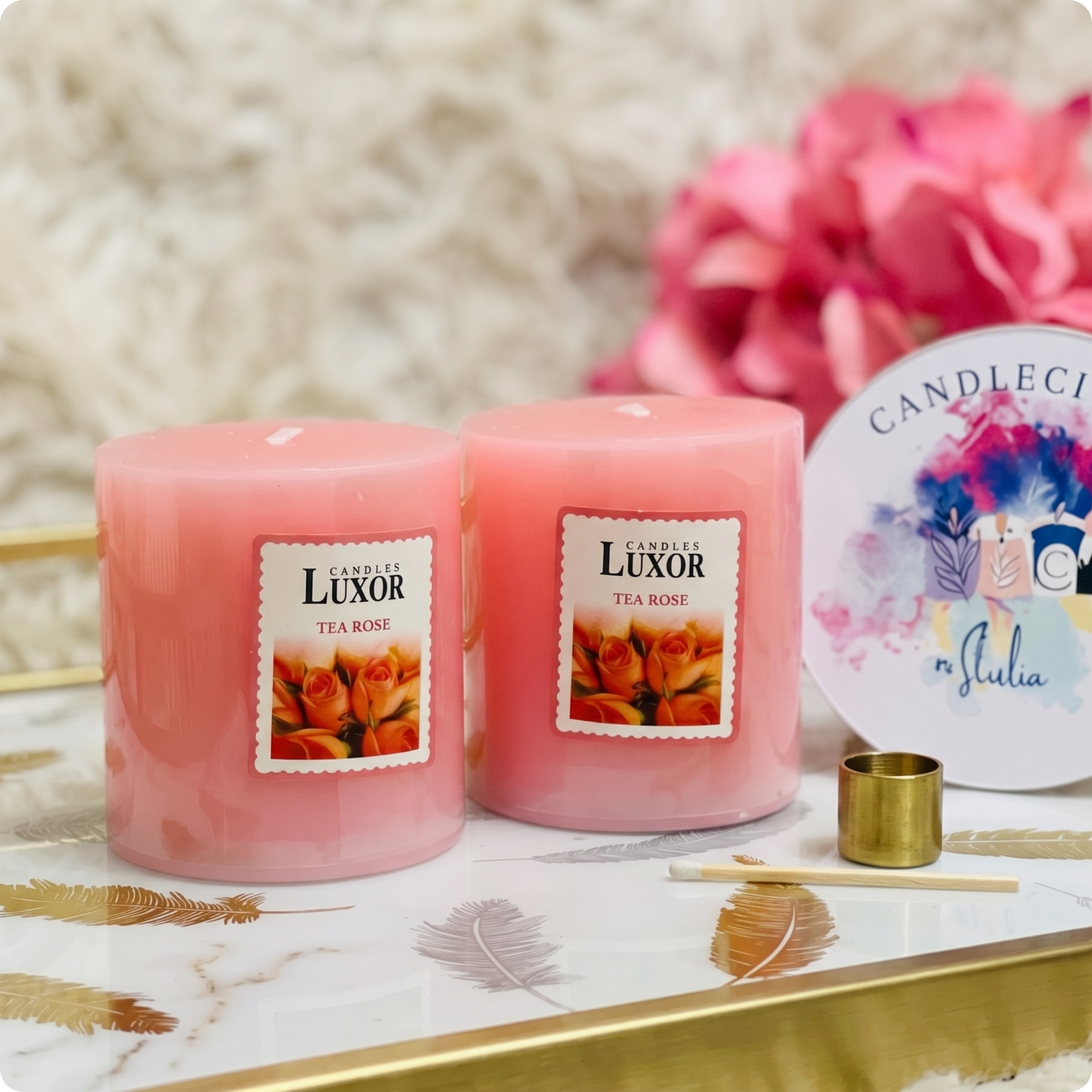 NATURAL SANDALWOOD PILLAR CANDLE (SET OF 2)