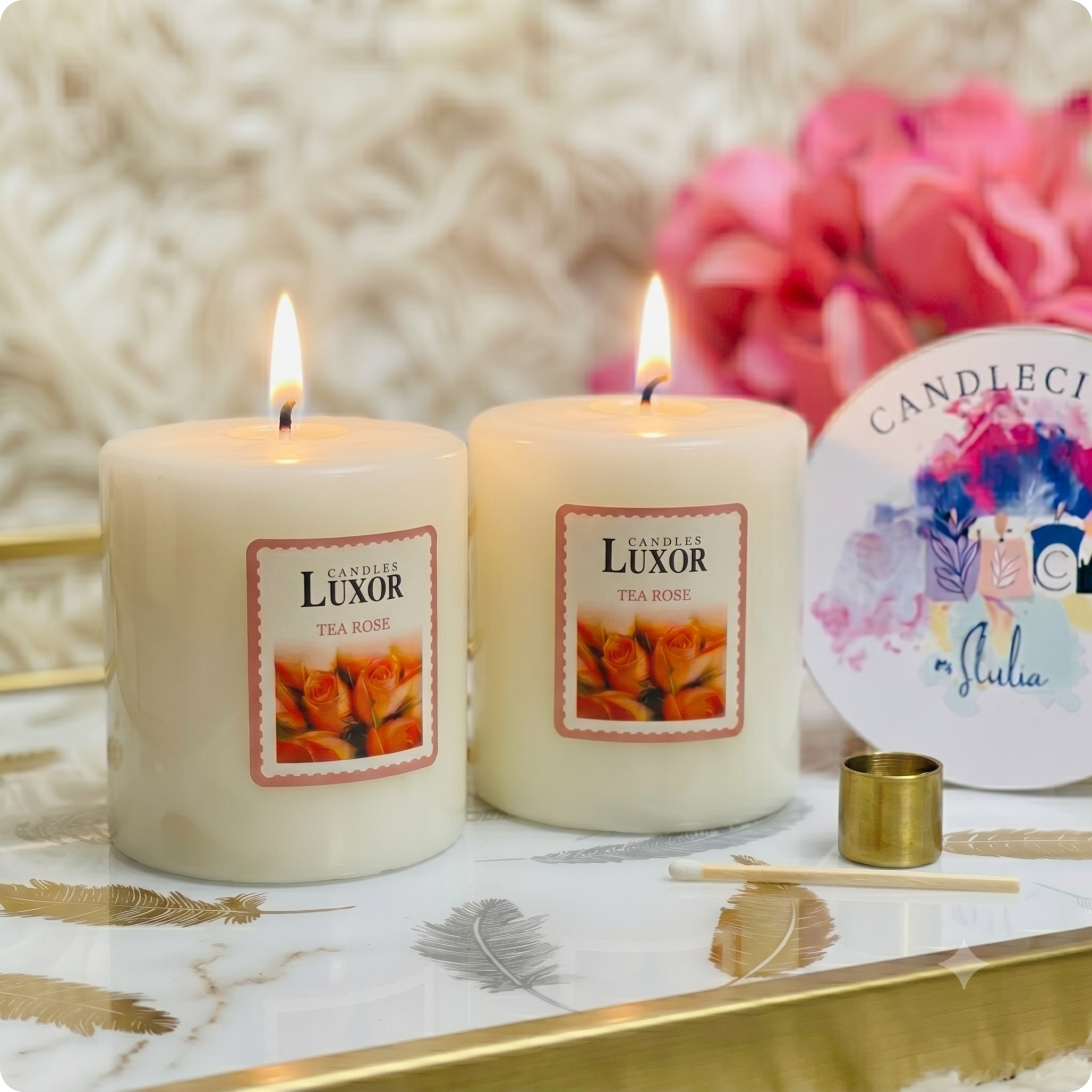 NATURAL SANDALWOOD PILLAR CANDLE (SET OF 2)